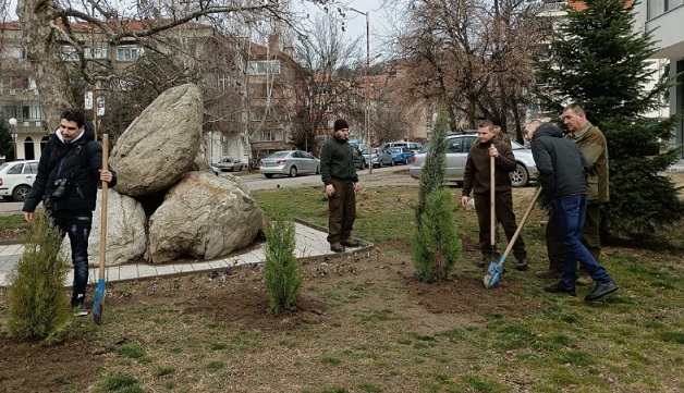 Залесиха района около паметната плоча на майор Орлински в Благоевград
